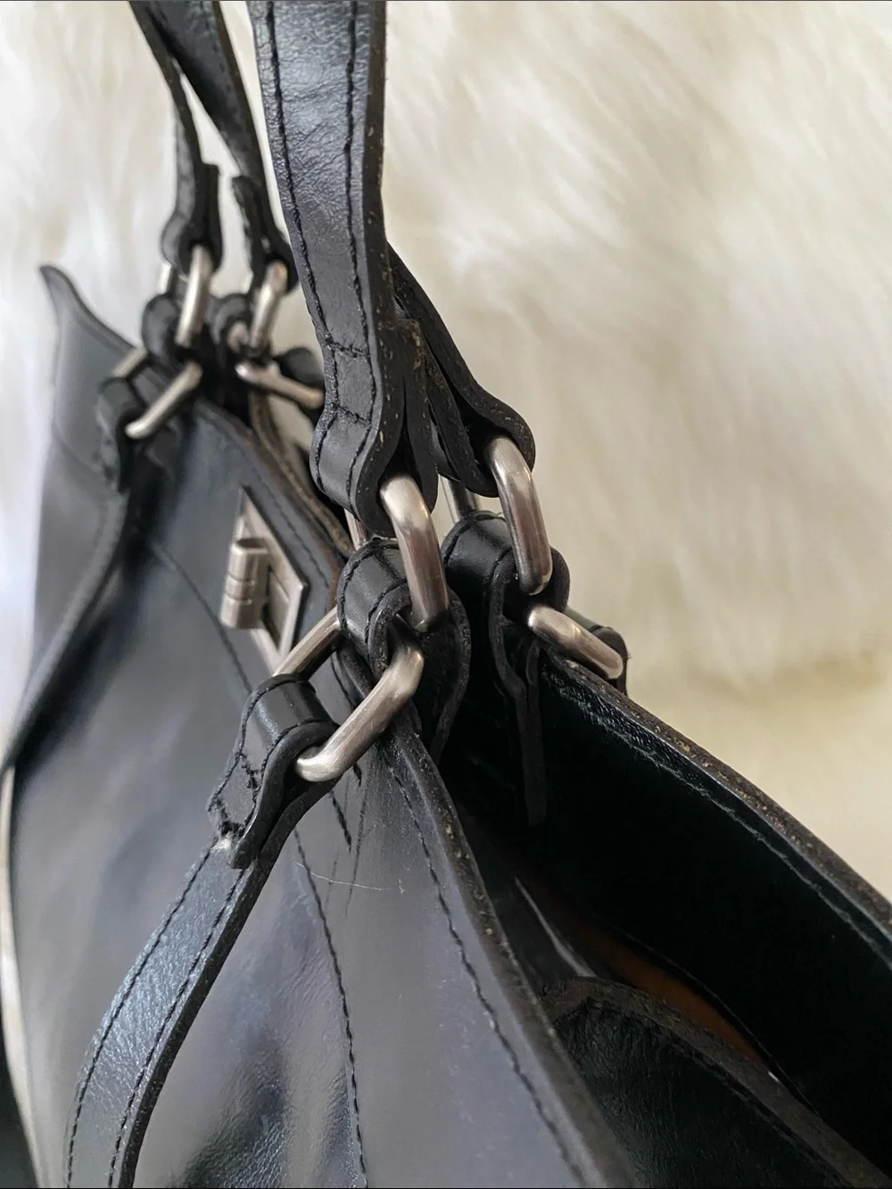 Patricia Nash Lucinda Full-Grain Leather Medium Tote Bag in Polished Black